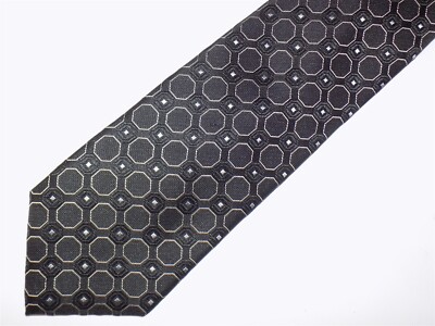 EAGLE SHIRTMAKER Silk Necktie Black & Silver 60'' x 3 1/2''