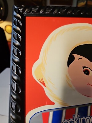 ESKIMO PIE ヴィンテージ広告ポスター 額つき Vintage 1960's ESKIMO PIE Vanilla Ice Cream Window Sticker Framed