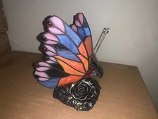 Stained Glass Handcrafted Butterfly Night Light Table Desk Lamp.