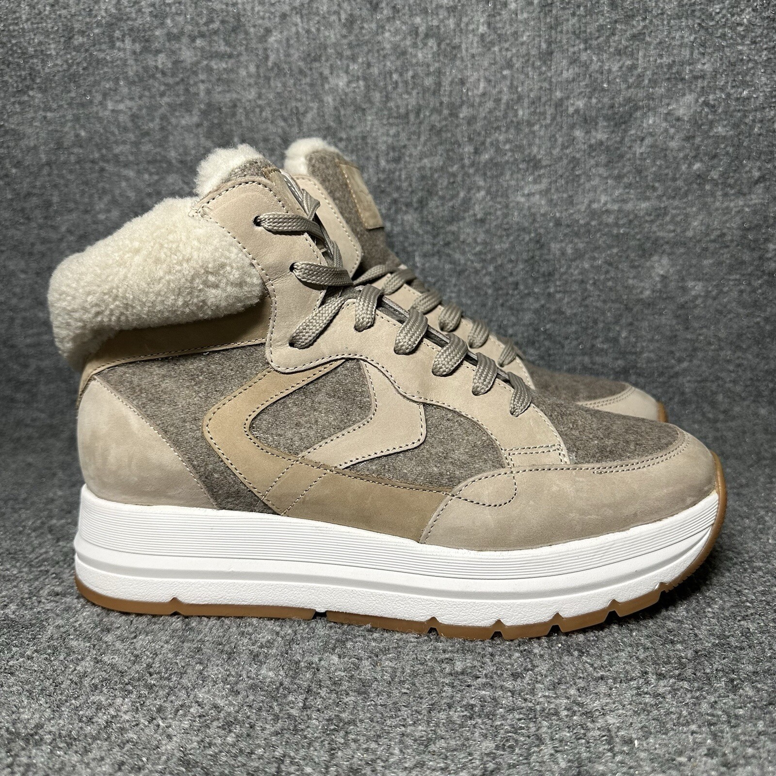 Botas de plataforma de gamuza con ribete de piel de oveja Voile Blanche para mujer EU 40 US 10