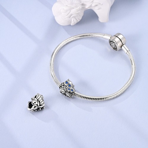 MULA Original Elternkind Eule DIY Charm CZ Für Frauen Armband 925 Versilbert - Picture 5 of 6