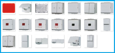 Jung WG 600 Aufputz IP44   Steckdose, Schalter, Taster & mehr zur Auswahl