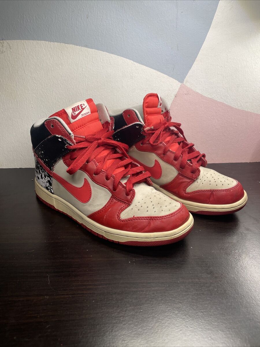Nike Dunk High Top Premium Red Gray Black Splatter - 306968 Nike Dunk High Top Premium Red Gray Black Splatter - 306968