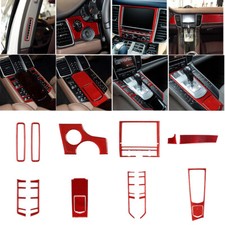 14pcs Red Carbon Fiber Full Interior Kit Cover Trim For Porsche Panamera 2010-16