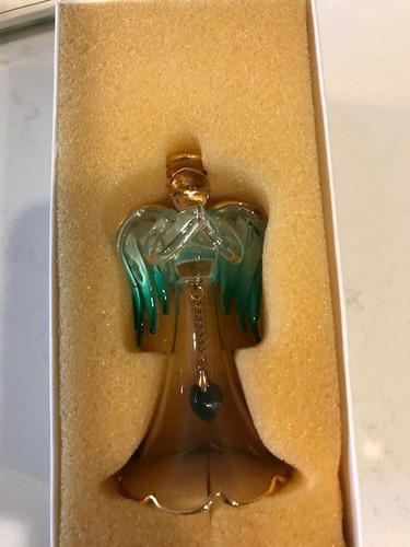 Belle Angel May Birthstone Peridot Crystal Bell 24K Gold Trim - Picture 8 of 10