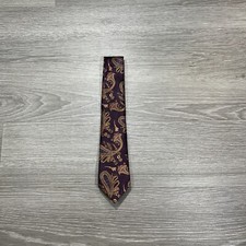 Hi-Tie Mens Silk Classic 3.5 Purple Golden Paisley Hand Tailored Italian Necktie