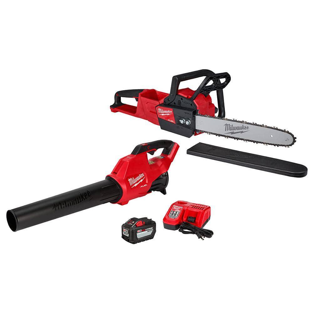 Milwaukee 2727-21HDP 18 V Cordless Chainsaw and Blower Kit - Red 
