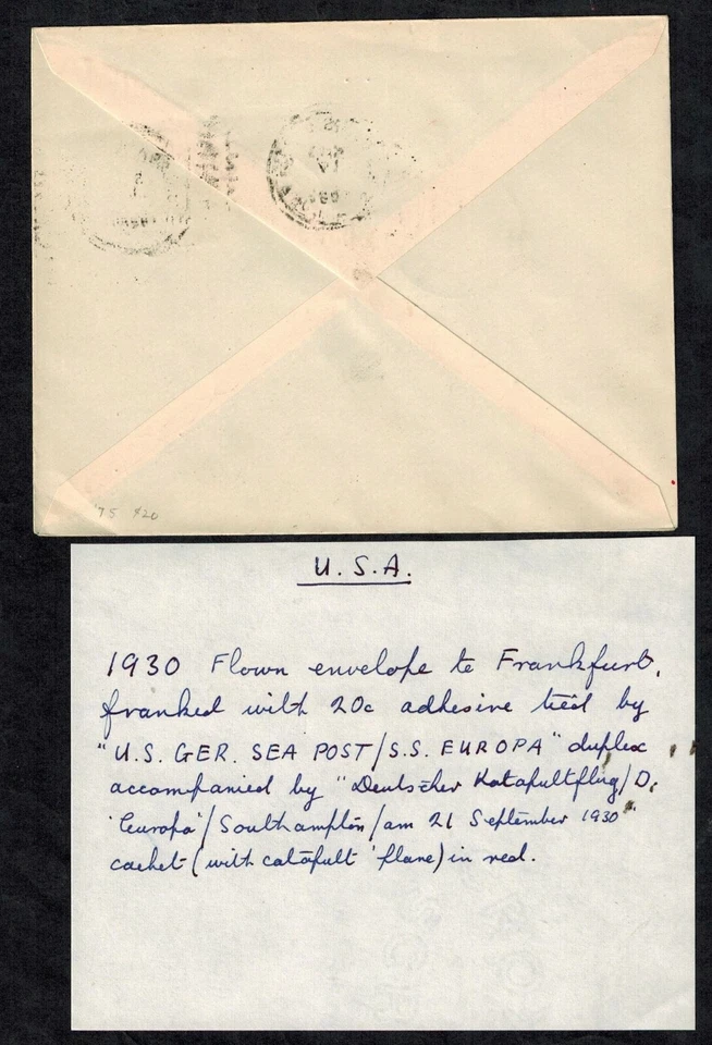 Catapult Mail Cover Sept 17, 1930 Southampton to Frankfurt, Germany - Image 2 of 2