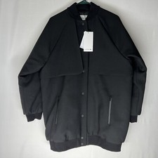 Lacoste Long Wool Blend Bomber Jacket/coat Black Woman Size 44 (xl) Snap Closure