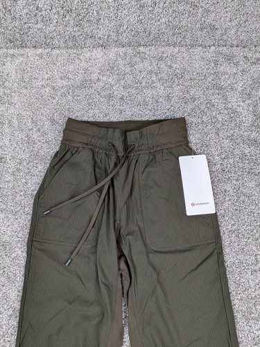 Lululemon Pants Womens 2 Olive Green Beyond the Studio Crop Track NWT W6BJBS