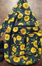 Yellow Sun Flower Crossbody Sling Bag Backpack with Adjustable Strap-15"x11"