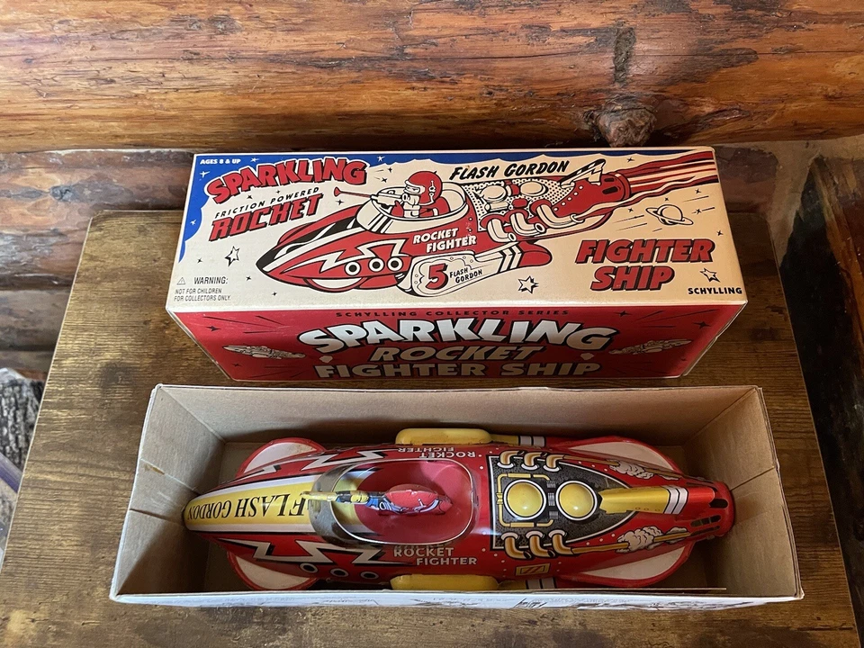 FLASH GORDON - BARCO DE COMBATE COHETE BRILLANTE - Schylling alimentado por fricción Foto 2 de 4