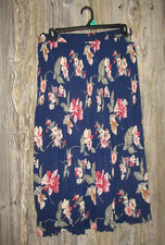 Sag Harbor Womens Navy Floral Crinkle Pleated Skirt Sz XL Boho Cottage Core