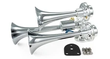 HornBlasters Caboose Chrome Loud Compact 4-Chime Air Horn - 12V