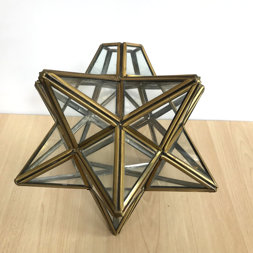 Vintage Moravian Star Pendant Ceiling Light Shade Brass & Clear Glass 21cm - Picture 4 of 13