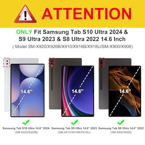 Hybrid Slim Case for Samsung Galaxy Tab S10 Ultra 2024/ S9 Ultra 2023/ Black - Picture 2 of 7