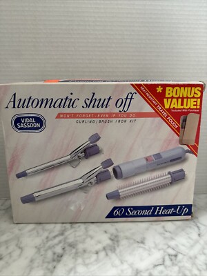 Vintage Vidal Sassoon VS-195 Quick-Change Curling/Brush Iron Kit Auto Shut Off