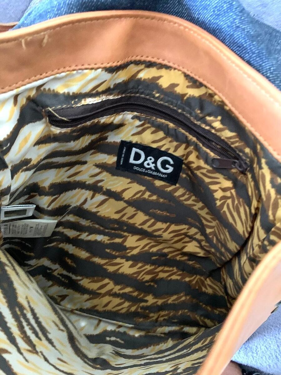 Dolce Gabbana D&G Canvas Denim Black Blue & Leather Shoulder Dolce Gabbana D&G Canvas Denim Black Blue & Leather Shoulder