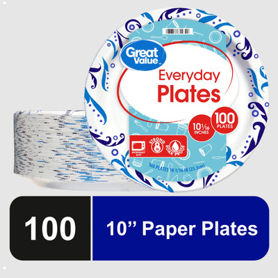 Disposable Paper Plates 10'' Everyday Strong Soak Proof Microwave Safe
