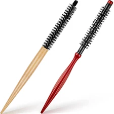 2 Pcs Small round Hair Brush Mini round Wood Brush Roller Quiff Hair Combs Nylon