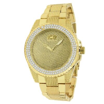 New Men's Luxury ''Angelic'' Yellow Gold Finish w/ Yellow Face Custom Wristwatch