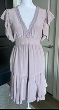 Guess by Marciano Lilac Purple 100% Silk Ruffle Sleeve Party Sundress Size M