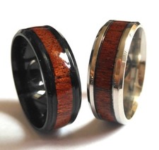 20x Unique Retro Wood Grain 316L Stainless Steel Wedding Ring for Men and Women