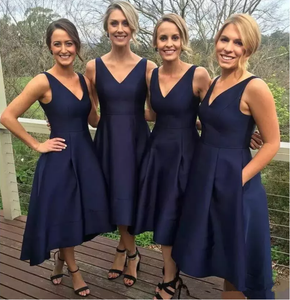 Hi Low Navy Blue Junior Bridesmaid Dress Country Simple Maid Of Image Is Loading Hi Low Navy Blue Junior Bridesmaid Dress Country
