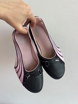 Puma Ballet Flats Sneakerina Pink Black Shoes EU 38 US UK