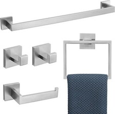 5-Piece Bathroom Hardware Set Brushed Nickel Towel Bar Set SUS304 Stainless