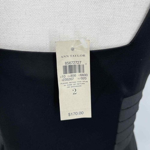 Vestido formal para mujer Ann Taylor talla 2 negro satinado cóctel fiesta nuevo con etiquetas $170 - Imagen 9 de 10