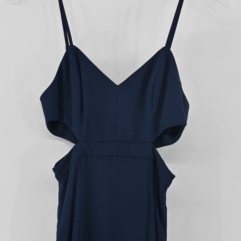 FAME and PARTNERS Dress Womens Size 2 Navy Blue Spagetti Strap Zyra Cut Out Midi - Image 3 of 4