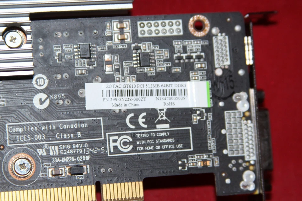 Low Profile, Zotac Nvidia GeForce GT 610 512MB, PCI Graphics Card - Image 4 of 4