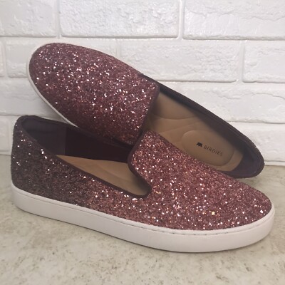 Birdies The Swift Sparkle Rose Black Ombre Slip On Loafers Women's Sz 7.5 EUC