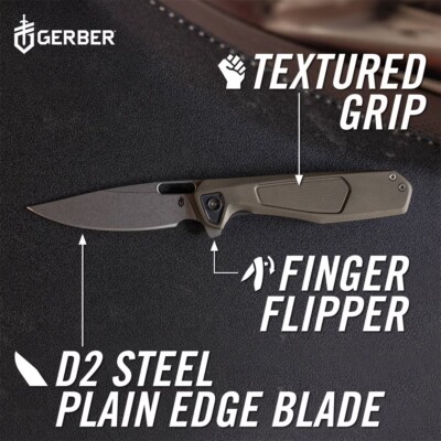 G1067466 Gerber Minisada Green Aluminum Handle D2 Blade Clip Framelock
