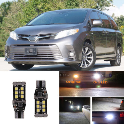 2X White LED T15 W16W 921 Backup Reverse Light Bulbs For Toyota Sienna 1998-2018