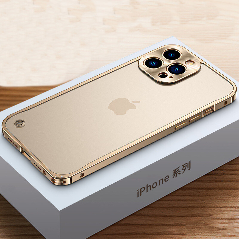 Coque Bumper Aluminium Pour IPhone 11 12 13 14 Pro Max - Protection Mince - Compatible Qi - Neuf