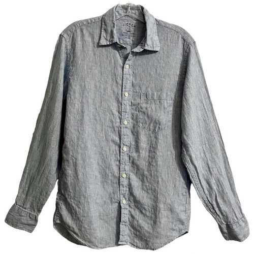 J CREW Irish Linen Shirt S Women Blue Button Down Long Sleeve