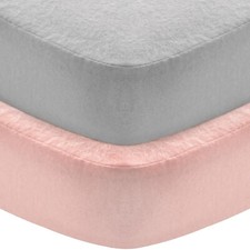 Crib Fitted Sheet 2 Pack 100 Cotton Flannel for Standard Crib 28"X52" Gray Pink