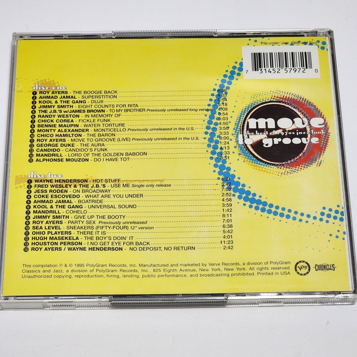 Move to Groove 1970s Jazz Funk (2 CD Set, 1995, Verve) Complete w