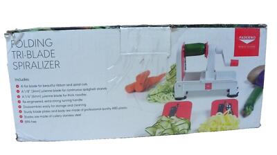 PADERNO WORLD CUISINE TRI BLADE SPIRAL VEGETABLE SLICER CUTTER MANUAL Red NEW