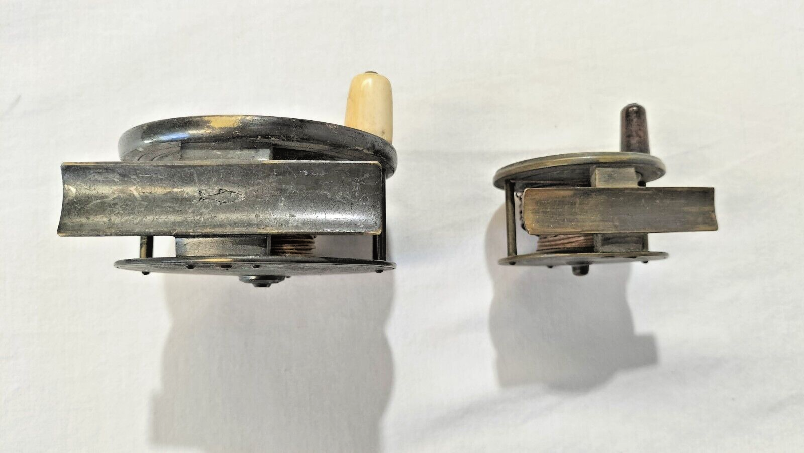 Antique Brass Fly Fishing Reels x 2 incl Chas Farlow 2 Scarce Antique