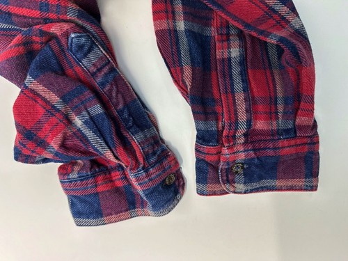 Vintage LL Bean Heavyweight Work Shirt Men 2XLT Red Blue Plaid Outdoors Twill - Picture 13 of 15