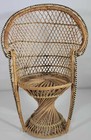 Vintage Wicker Peacock Chair Boho Plant Stand Doll Chair Rattan Peacock