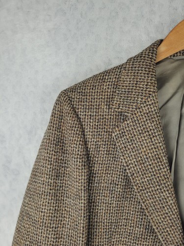Vintage Harris Tweed Blazer Men's 40 Brown Houndstooth 100% Scottish Wool - Picture 3 of 13