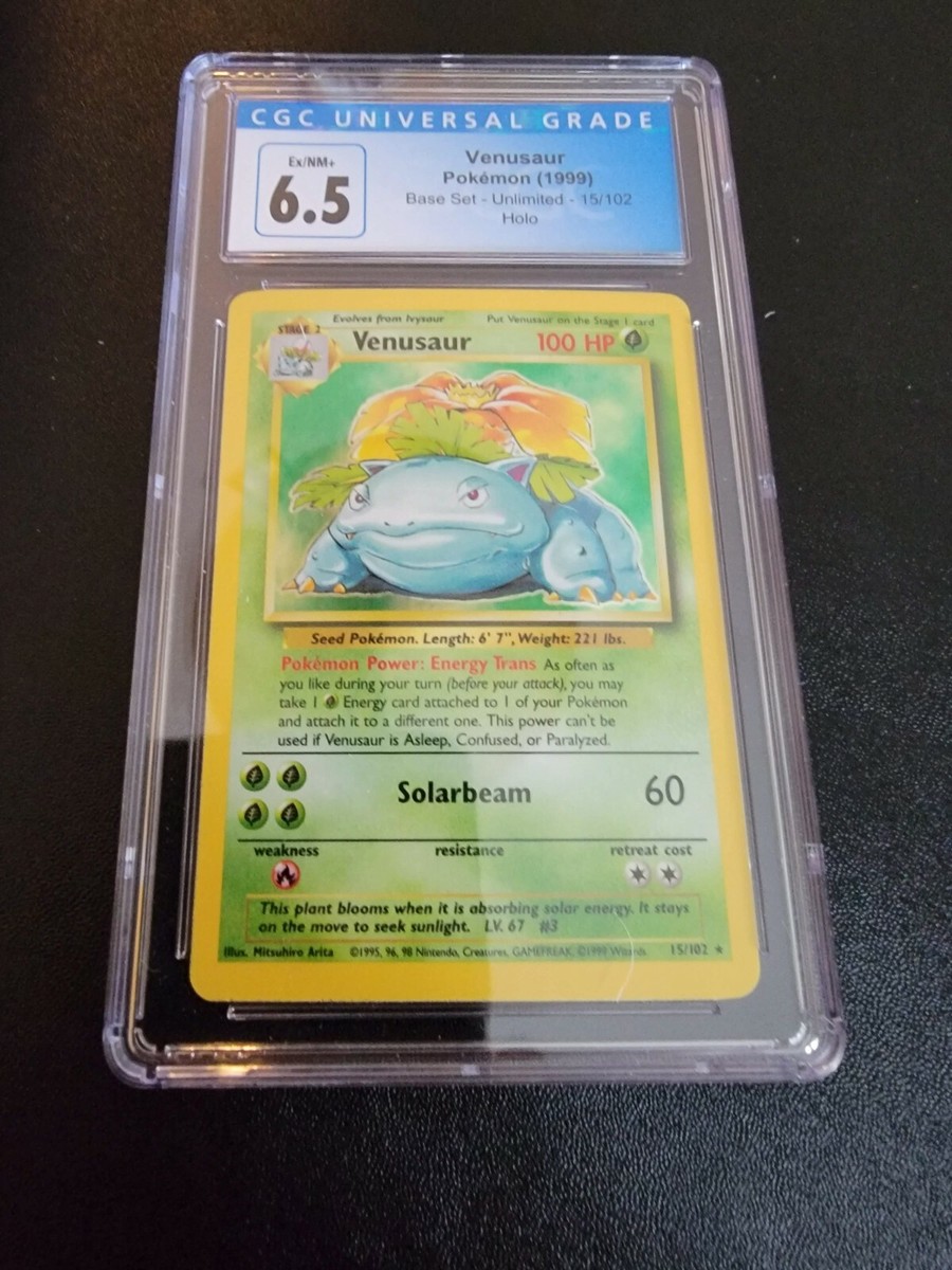 VENUSAUR HOLO 1999 Pokemon Card Base Set Unlimited WOTC CGC 6.5 EX