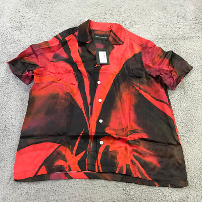 New Louisa Ballou Shirt Mens Medium Button Up Palm Tree Camp Hawaiian Weekend