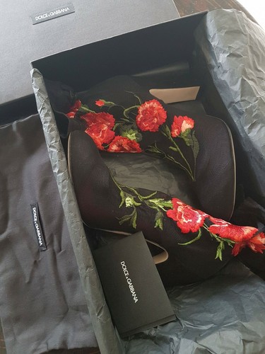 Dolce Gabbana NEW 39 embroidered floral sock black pumps heels ankle booties - Bild 4 von 10