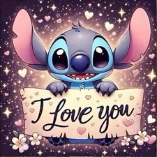 5D Diamond Painting Kits 30X30cm I Love You Stitch