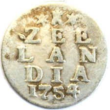 Niederlande , Zeeland , 2 Stuiver 1754 , "Double Wappenstuiver" , Silber , KM#59